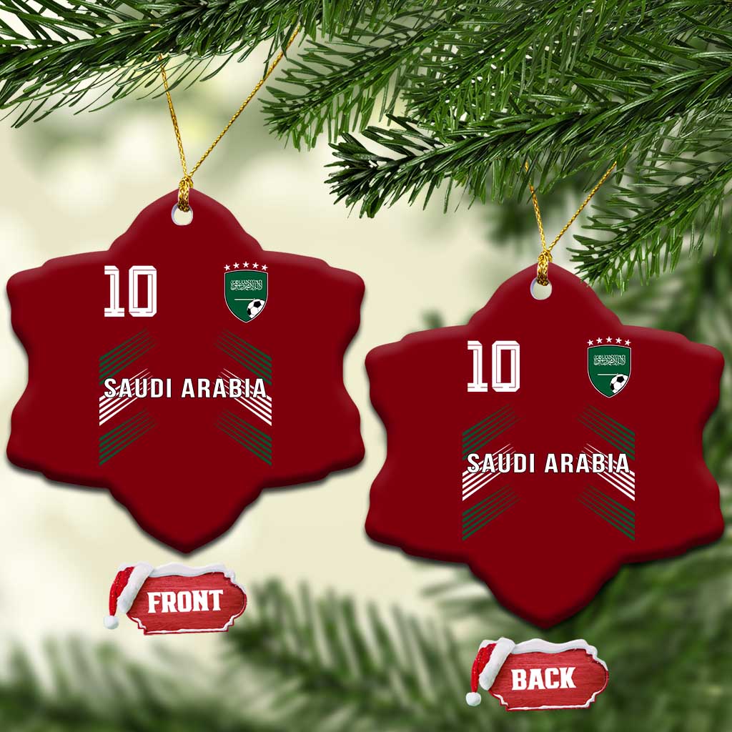 Saudi Arabia Soccer Sports Graphic Number 10 Jersey Style Ceramic Ornament Proud Saudi Football Fans Game Day Pride