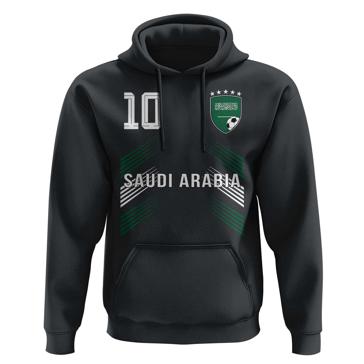 Saudi Arabia Soccer Sports Graphic Number 10 Jersey Style Hoodie Proud Saudi Football Fans Game Day Pride