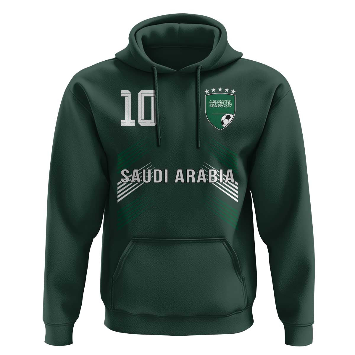 Saudi Arabia Soccer Sports Graphic Number 10 Jersey Style Hoodie Proud Saudi Football Fans Game Day Pride
