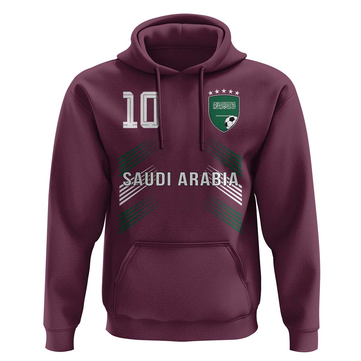 Saudi Arabia Soccer Sports Graphic Number 10 Jersey Style Hoodie Proud Saudi Football Fans Game Day Pride