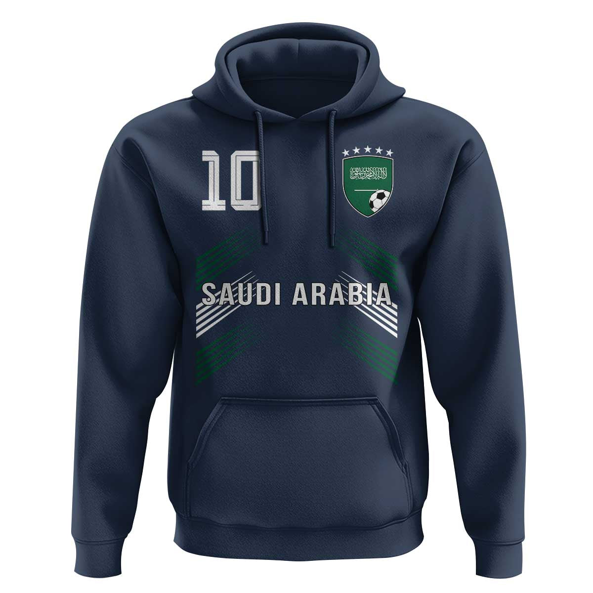 Saudi Arabia Soccer Sports Graphic Number 10 Jersey Style Hoodie Proud Saudi Football Fans Game Day Pride