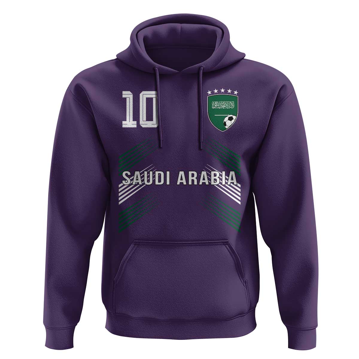 Saudi Arabia Soccer Sports Graphic Number 10 Jersey Style Hoodie Proud Saudi Football Fans Game Day Pride