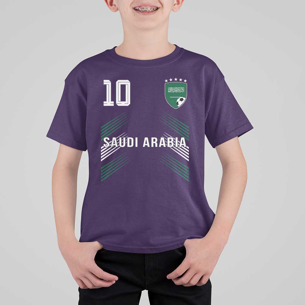 Saudi Arabia Soccer Sports Graphic Number 10 Jersey Style T Shirt For Kid Proud Saudi Football Fans Game Day Pride