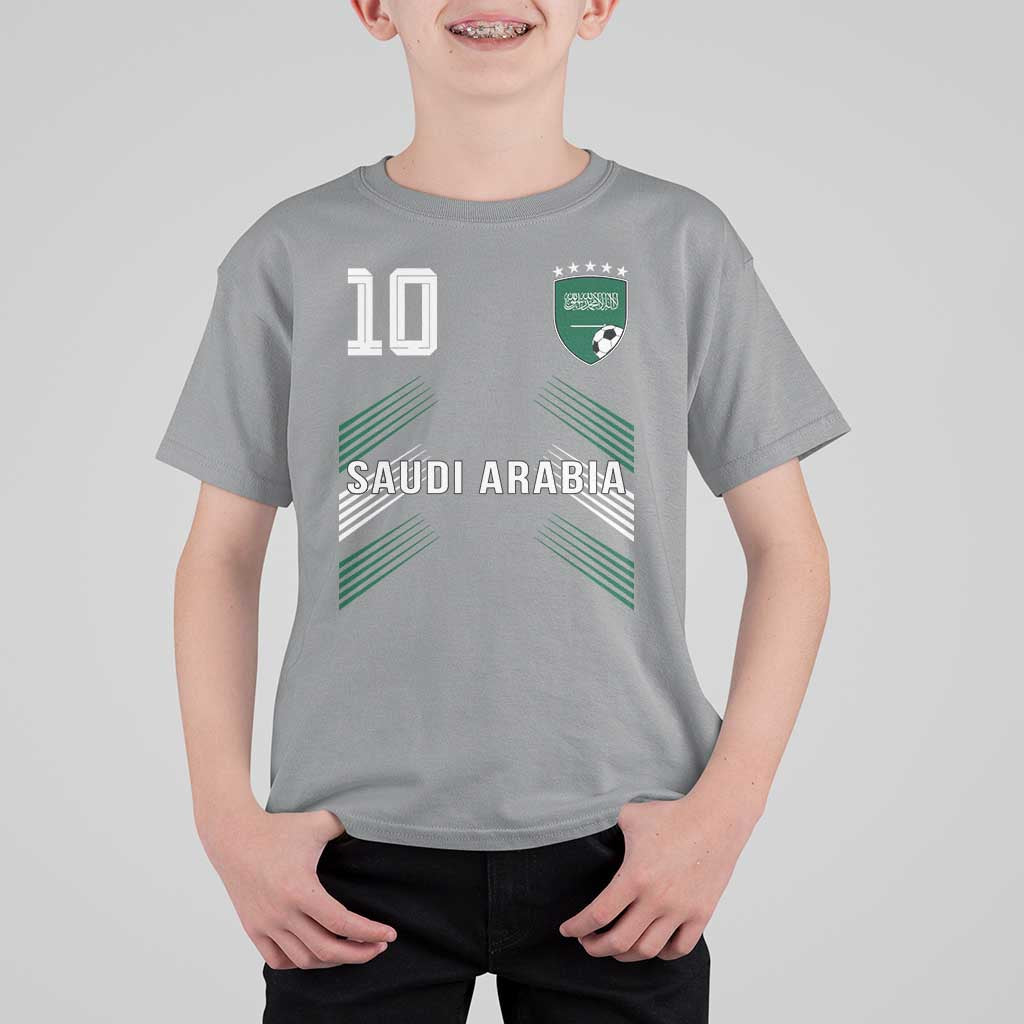Saudi Arabia Soccer Sports Graphic Number 10 Jersey Style T Shirt For Kid Proud Saudi Football Fans Game Day Pride