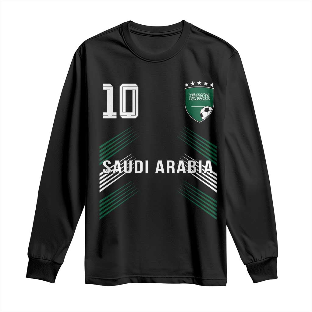 Saudi Arabia Soccer Sports Graphic Number 10 Jersey Style Long Sleeve Shirt Proud Saudi Football Fans Game Day Pride