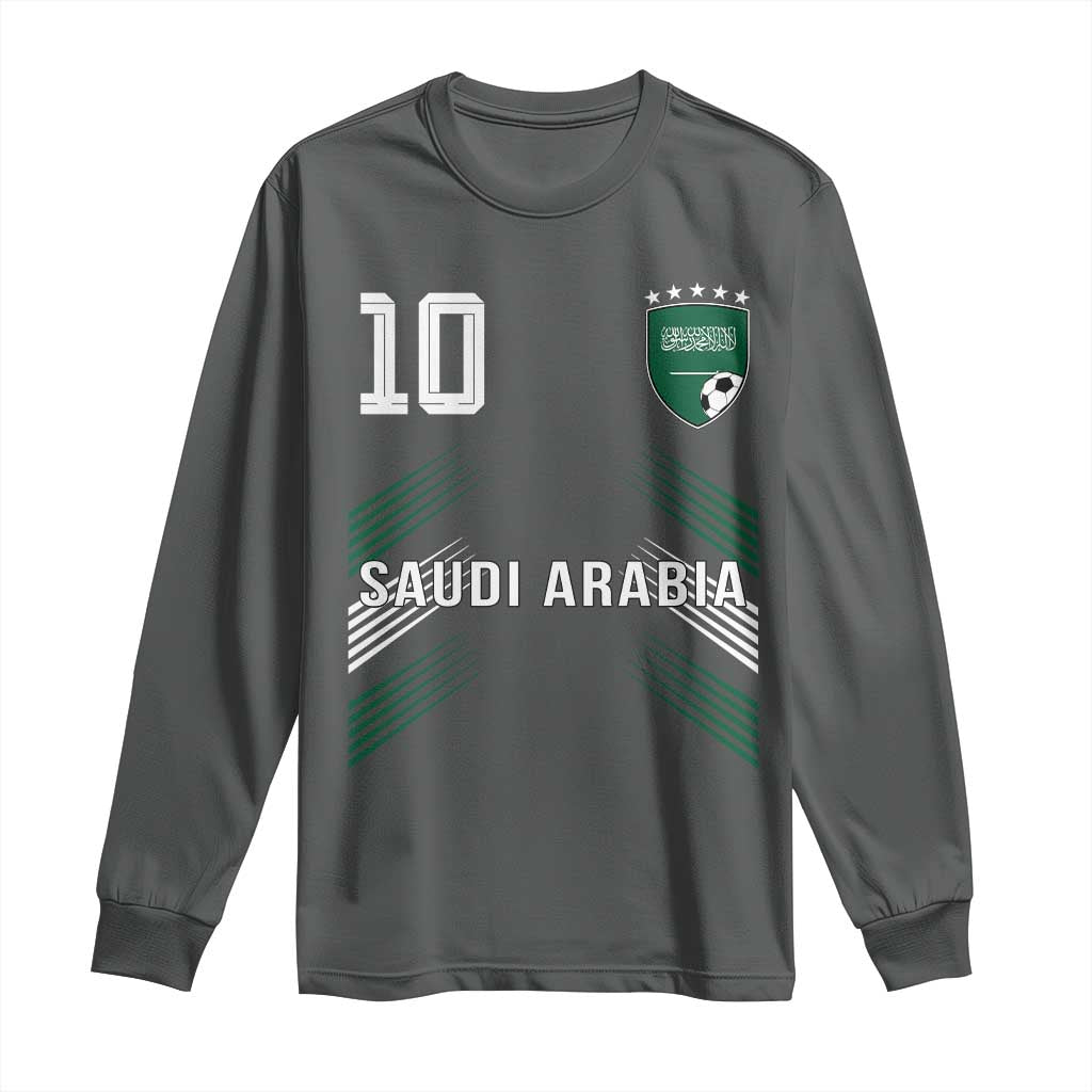 Saudi Arabia Soccer Sports Graphic Number 10 Jersey Style Long Sleeve Shirt Proud Saudi Football Fans Game Day Pride