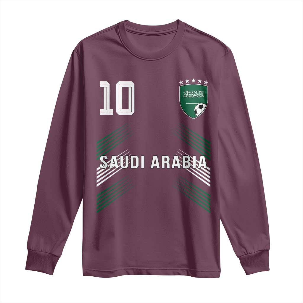 Saudi Arabia Soccer Sports Graphic Number 10 Jersey Style Long Sleeve Shirt Proud Saudi Football Fans Game Day Pride