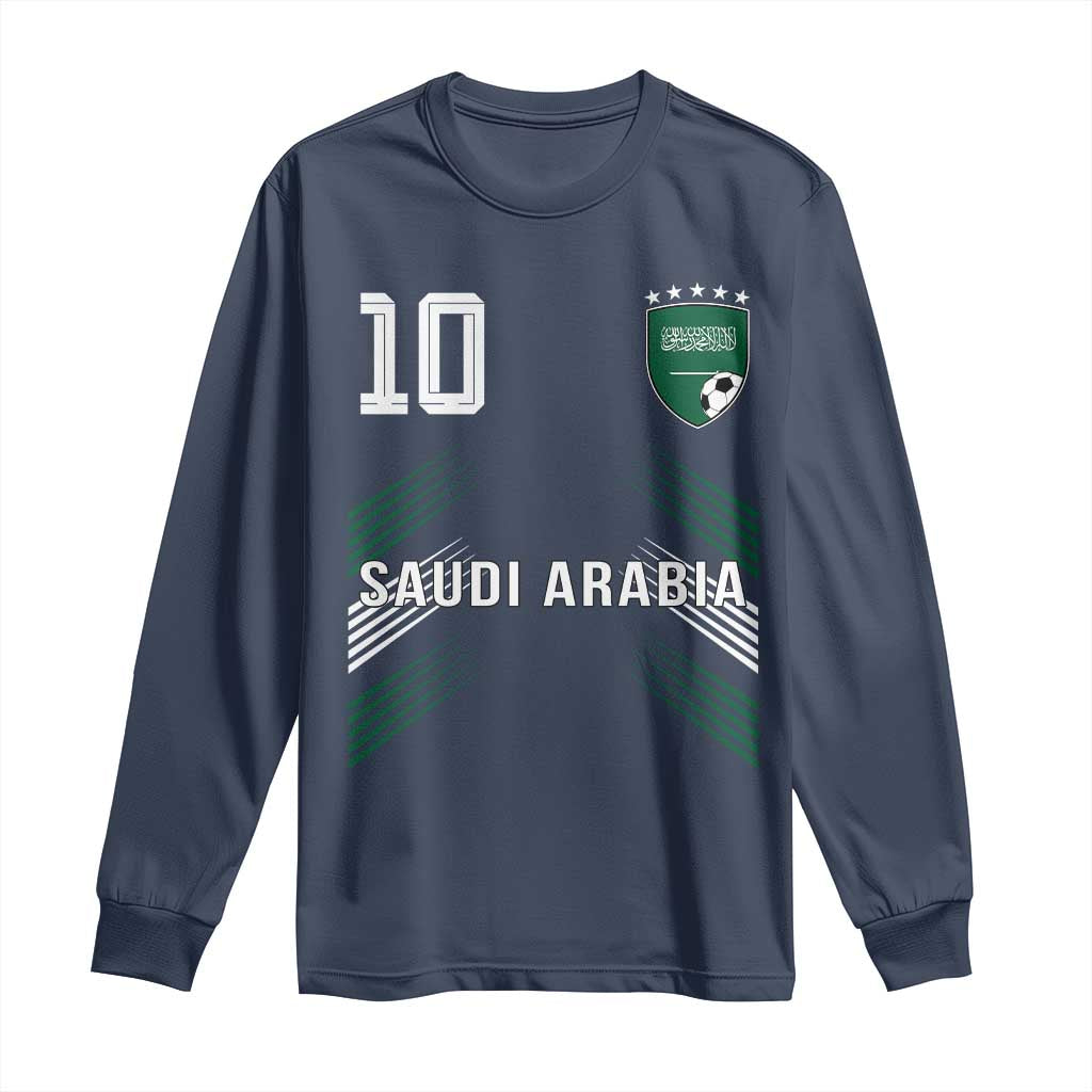 Saudi Arabia Soccer Sports Graphic Number 10 Jersey Style Long Sleeve Shirt Proud Saudi Football Fans Game Day Pride