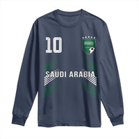 Saudi Arabia Soccer Sports Graphic Number 10 Jersey Style Long Sleeve Shirt Proud Saudi Football Fans Game Day Pride