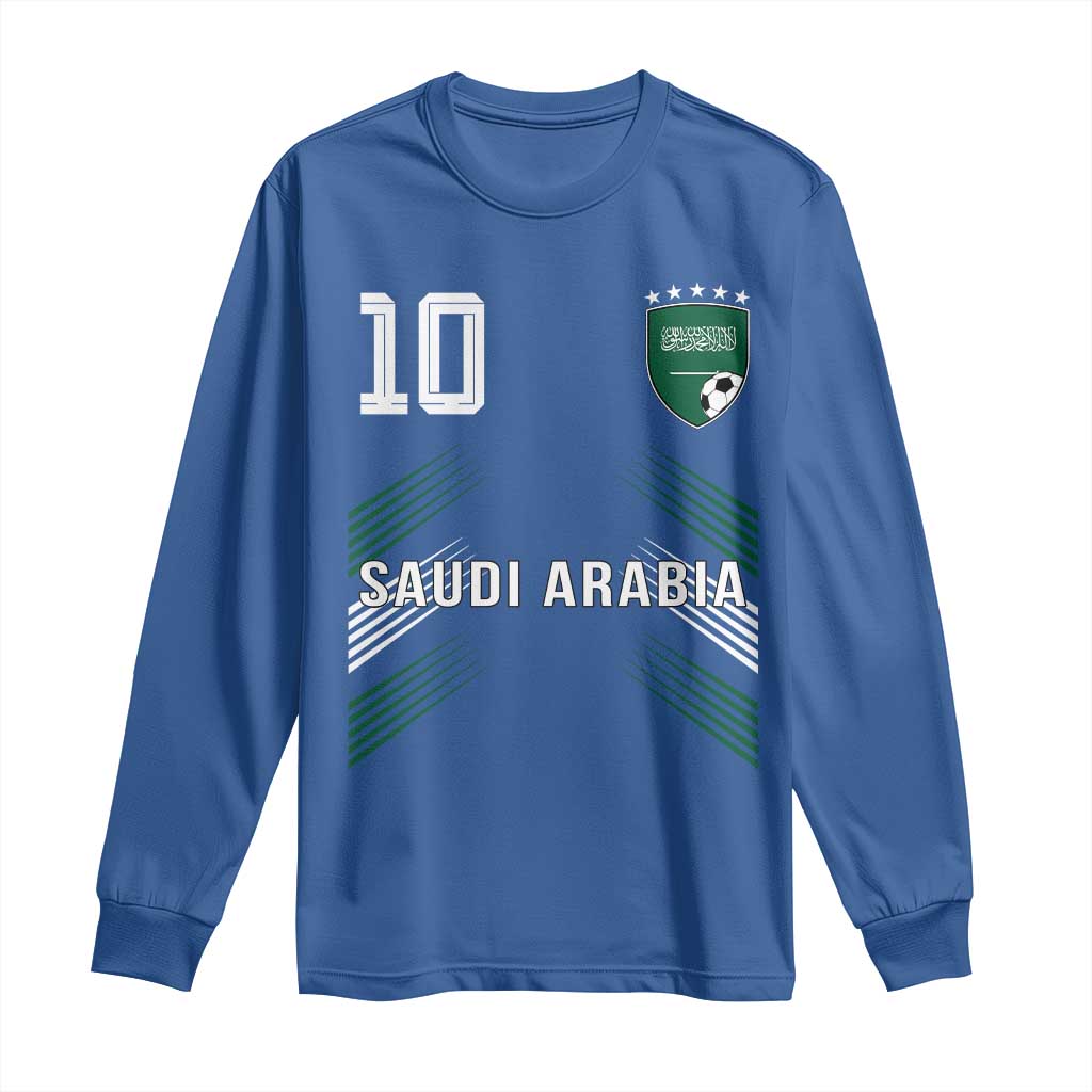 Saudi Arabia Soccer Sports Graphic Number 10 Jersey Style Long Sleeve Shirt Proud Saudi Football Fans Game Day Pride