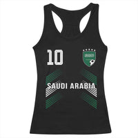 Saudi Arabia Soccer Sports Graphic Number 10 Jersey Style Racerback Tank Top Proud Saudi Football Fans Game Day Pride