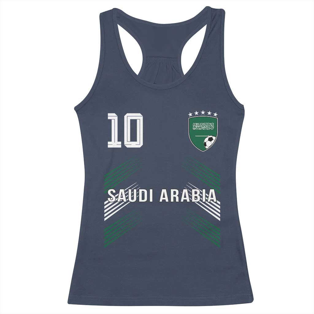 Saudi Arabia Soccer Sports Graphic Number 10 Jersey Style Racerback Tank Top Proud Saudi Football Fans Game Day Pride