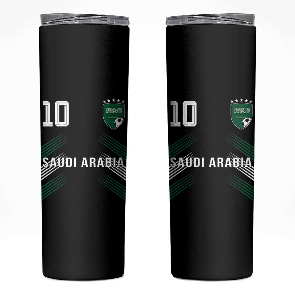 Saudi Arabia Soccer Sports Graphic Number 10 Jersey Style Skinny Tumbler Proud Saudi Football Fans Game Day Pride