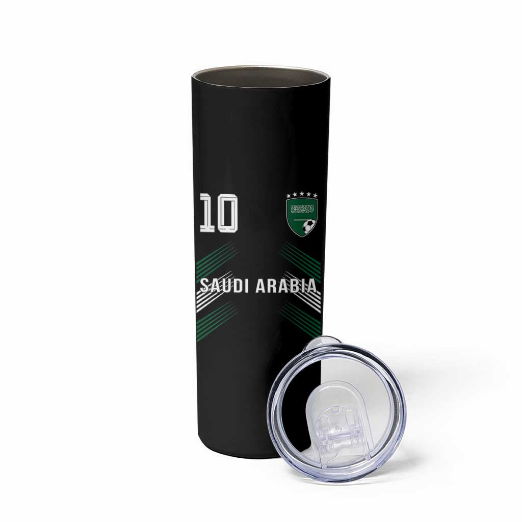 Saudi Arabia Soccer Sports Graphic Number 10 Jersey Style Skinny Tumbler Proud Saudi Football Fans Game Day Pride
