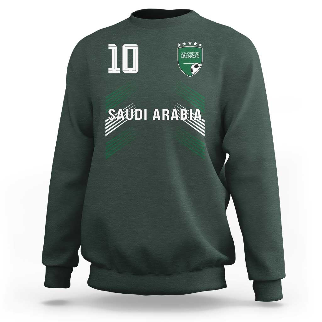 Saudi Arabia Soccer Sports Graphic Number 10 Jersey Style Sweatshirt Proud Saudi Football Fans Game Day Pride