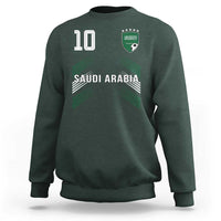 Saudi Arabia Soccer Sports Graphic Number 10 Jersey Style Sweatshirt Proud Saudi Football Fans Game Day Pride