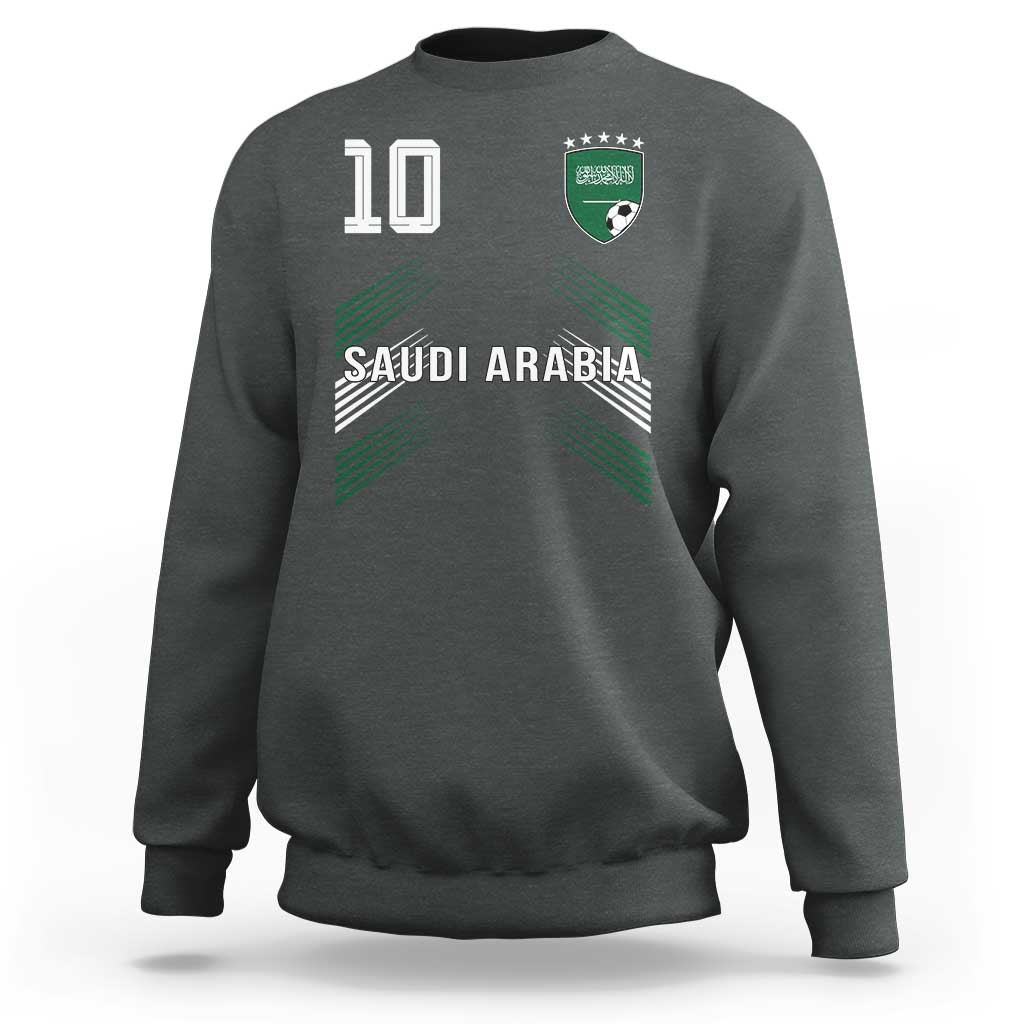 Saudi Arabia Soccer Sports Graphic Number 10 Jersey Style Sweatshirt Proud Saudi Football Fans Game Day Pride