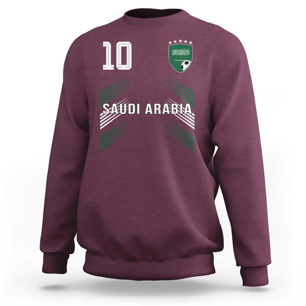 Saudi Arabia Soccer Sports Graphic Number 10 Jersey Style Sweatshirt Proud Saudi Football Fans Game Day Pride