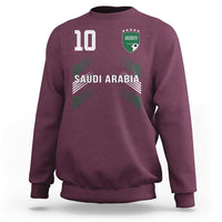 Saudi Arabia Soccer Sports Graphic Number 10 Jersey Style Sweatshirt Proud Saudi Football Fans Game Day Pride
