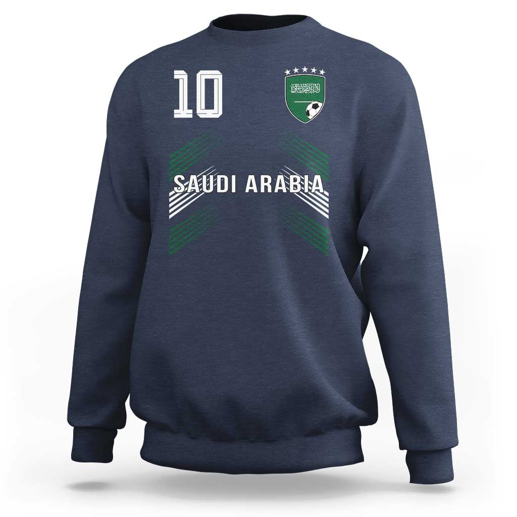 Saudi Arabia Soccer Sports Graphic Number 10 Jersey Style Sweatshirt Proud Saudi Football Fans Game Day Pride