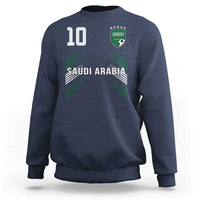 Saudi Arabia Soccer Sports Graphic Number 10 Jersey Style Sweatshirt Proud Saudi Football Fans Game Day Pride
