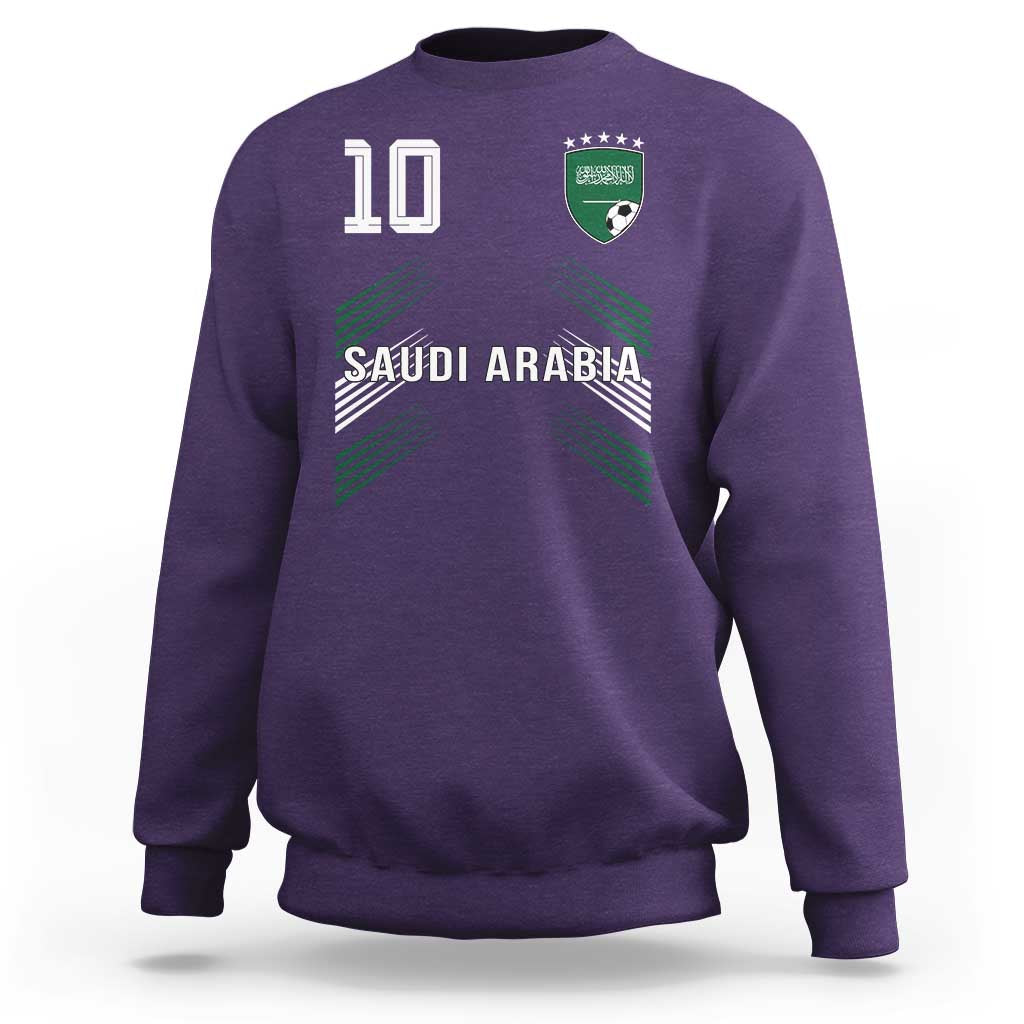 Saudi Arabia Soccer Sports Graphic Number 10 Jersey Style Sweatshirt Proud Saudi Football Fans Game Day Pride