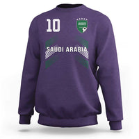 Saudi Arabia Soccer Sports Graphic Number 10 Jersey Style Sweatshirt Proud Saudi Football Fans Game Day Pride