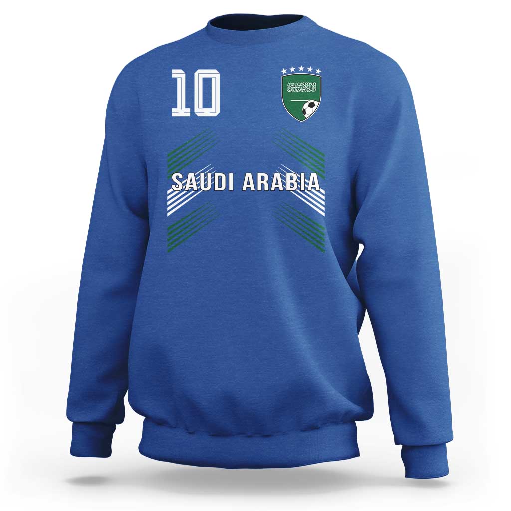 Saudi Arabia Soccer Sports Graphic Number 10 Jersey Style Sweatshirt Proud Saudi Football Fans Game Day Pride