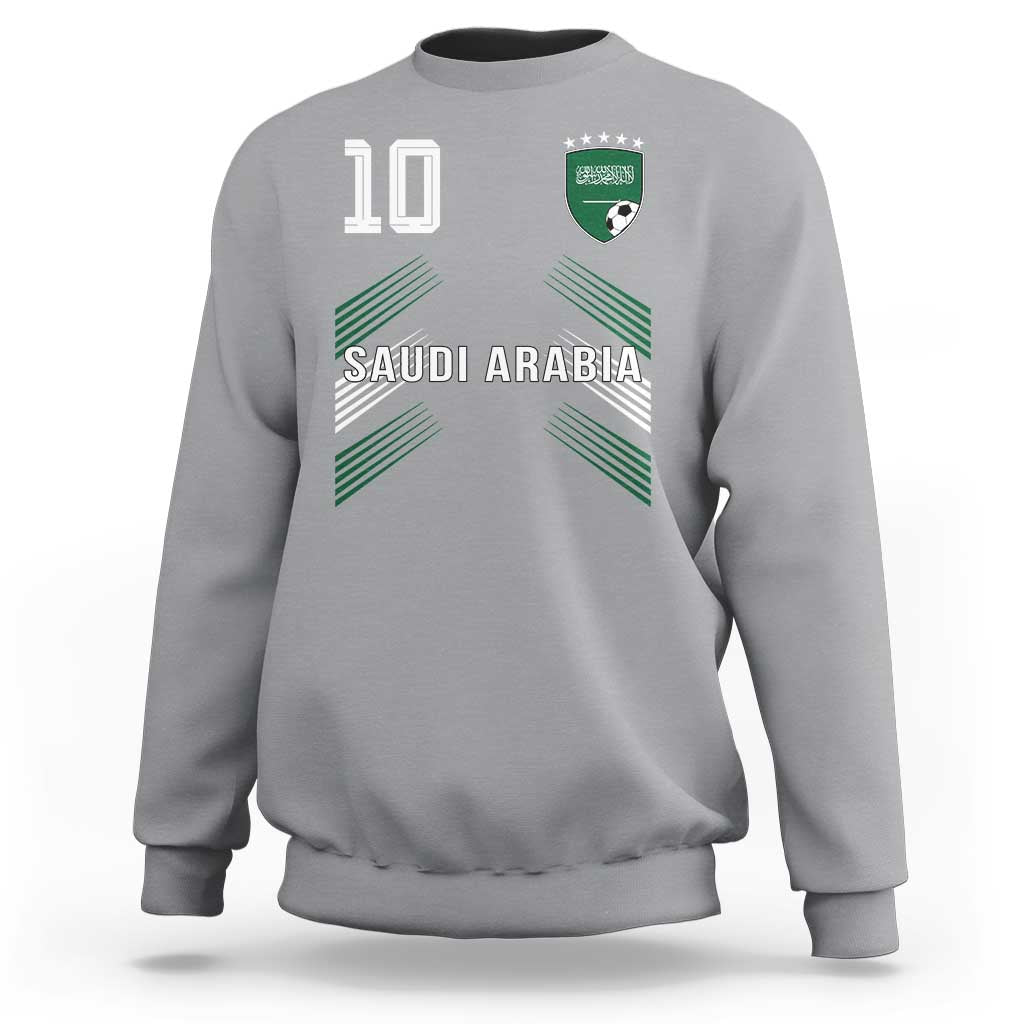 Saudi Arabia Soccer Sports Graphic Number 10 Jersey Style Sweatshirt Proud Saudi Football Fans Game Day Pride