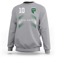 Saudi Arabia Soccer Sports Graphic Number 10 Jersey Style Sweatshirt Proud Saudi Football Fans Game Day Pride