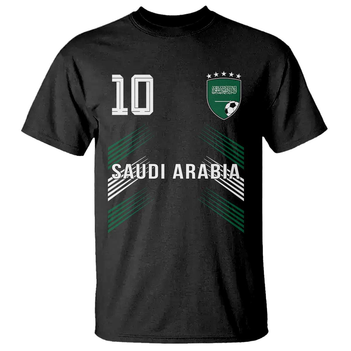 Saudi Arabia Soccer Sports Graphic Number 10 Jersey Style T Shirt Proud Saudi Football Fans Game Day Pride