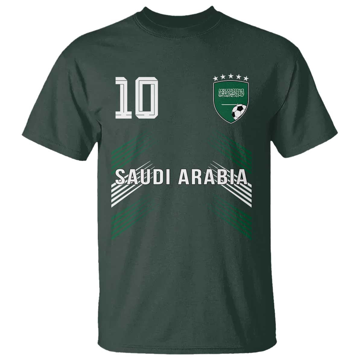 Saudi Arabia Soccer Sports Graphic Number 10 Jersey Style T Shirt Proud Saudi Football Fans Game Day Pride