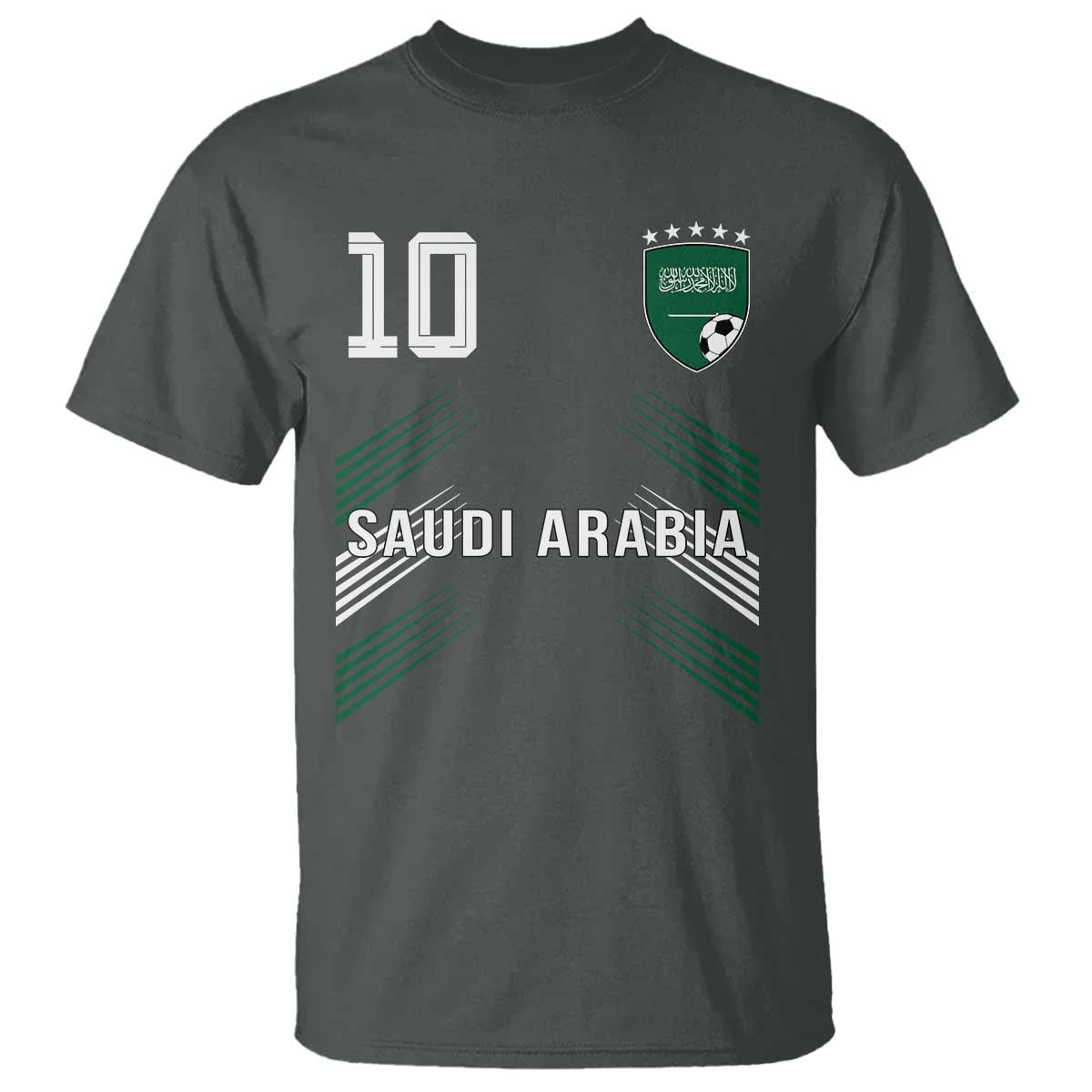 Saudi Arabia Soccer Sports Graphic Number 10 Jersey Style T Shirt Proud Saudi Football Fans Game Day Pride