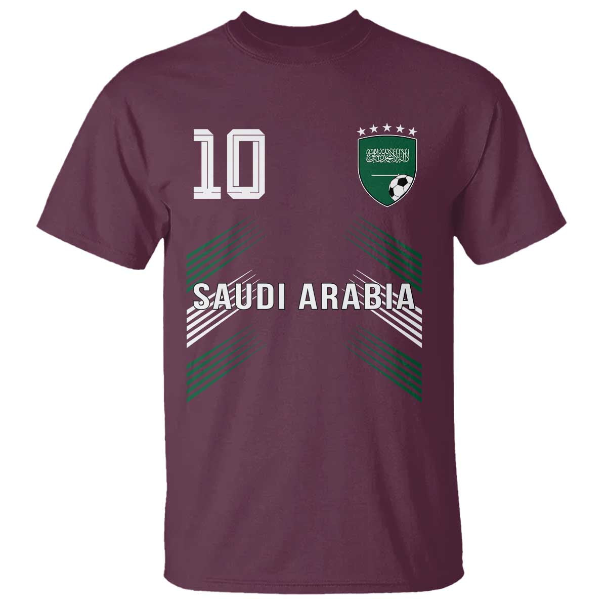 Saudi Arabia Soccer Sports Graphic Number 10 Jersey Style T Shirt Proud Saudi Football Fans Game Day Pride