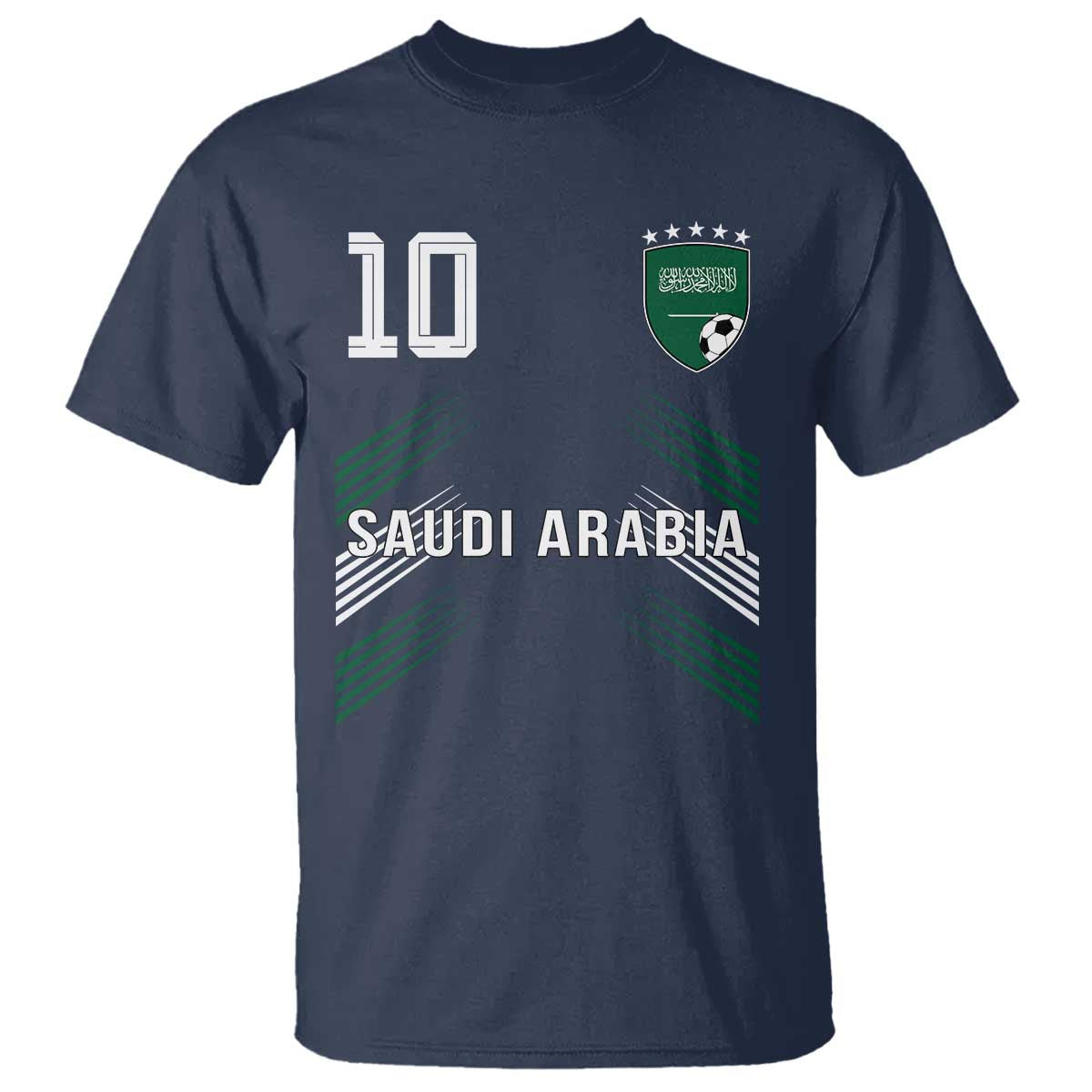 Saudi Arabia Soccer Sports Graphic Number 10 Jersey Style T Shirt Proud Saudi Football Fans Game Day Pride