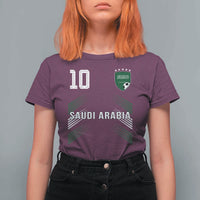 Saudi Arabia Soccer Sports Graphic Number 10 Jersey Style T Shirt For Women Proud Saudi Football Fans Game Day Pride
