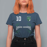 Saudi Arabia Soccer Sports Graphic Number 10 Jersey Style T Shirt For Women Proud Saudi Football Fans Game Day Pride