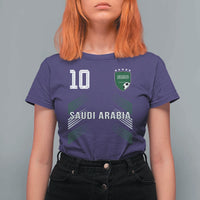 Saudi Arabia Soccer Sports Graphic Number 10 Jersey Style T Shirt For Women Proud Saudi Football Fans Game Day Pride