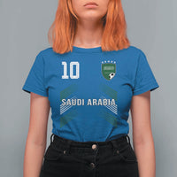 Saudi Arabia Soccer Sports Graphic Number 10 Jersey Style T Shirt For Women Proud Saudi Football Fans Game Day Pride