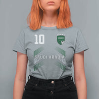 Saudi Arabia Soccer Sports Graphic Number 10 Jersey Style T Shirt For Women Proud Saudi Football Fans Game Day Pride