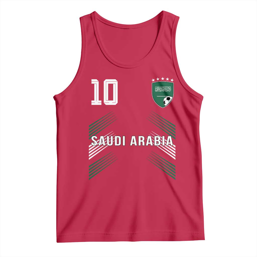 Saudi Arabia Soccer Sports Graphic Number 10 Jersey Style Tank Top Proud Saudi Football Fans Game Day Pride