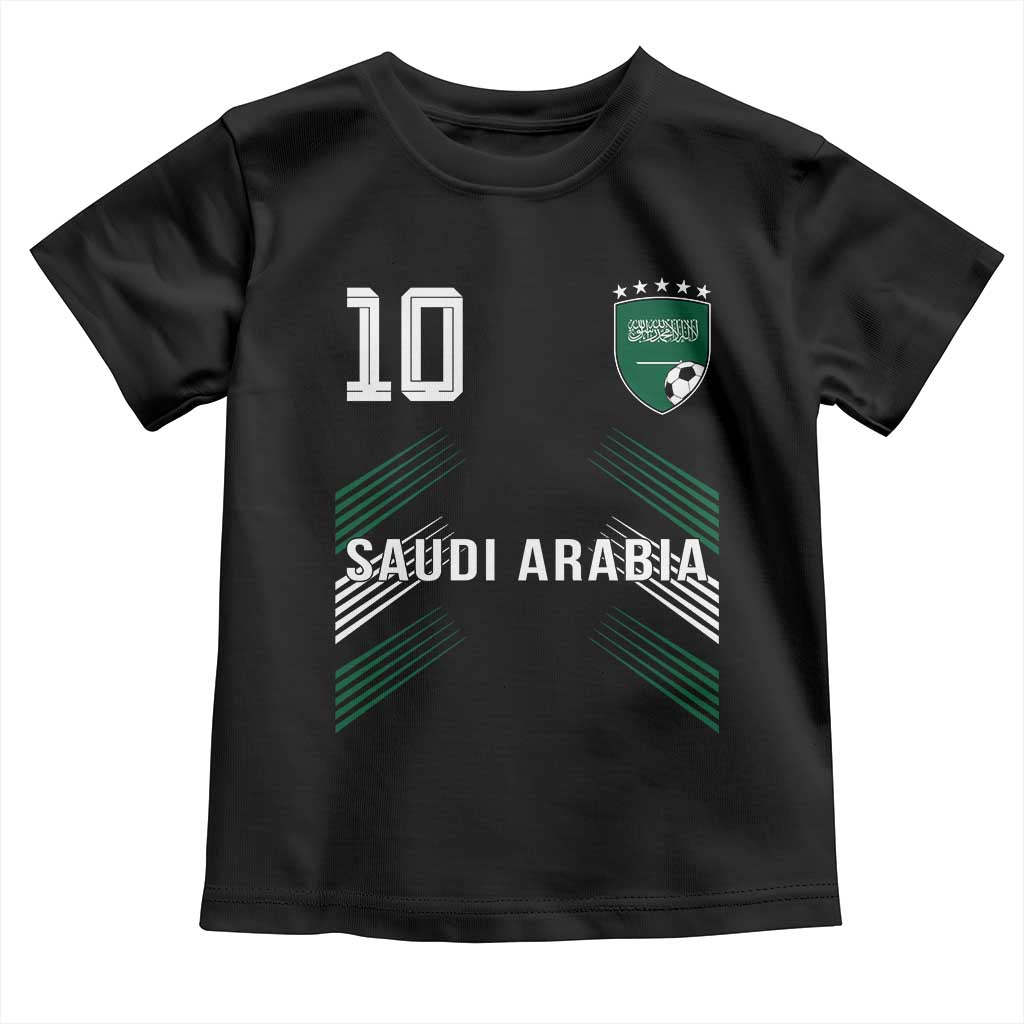 Saudi Arabia Soccer Sports Graphic Number 10 Jersey Style Toddler T Shirt Proud Saudi Football Fans Game Day Pride