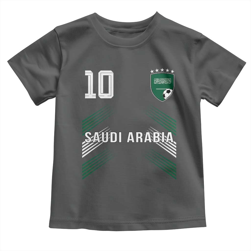 Saudi Arabia Soccer Sports Graphic Number 10 Jersey Style Toddler T Shirt Proud Saudi Football Fans Game Day Pride