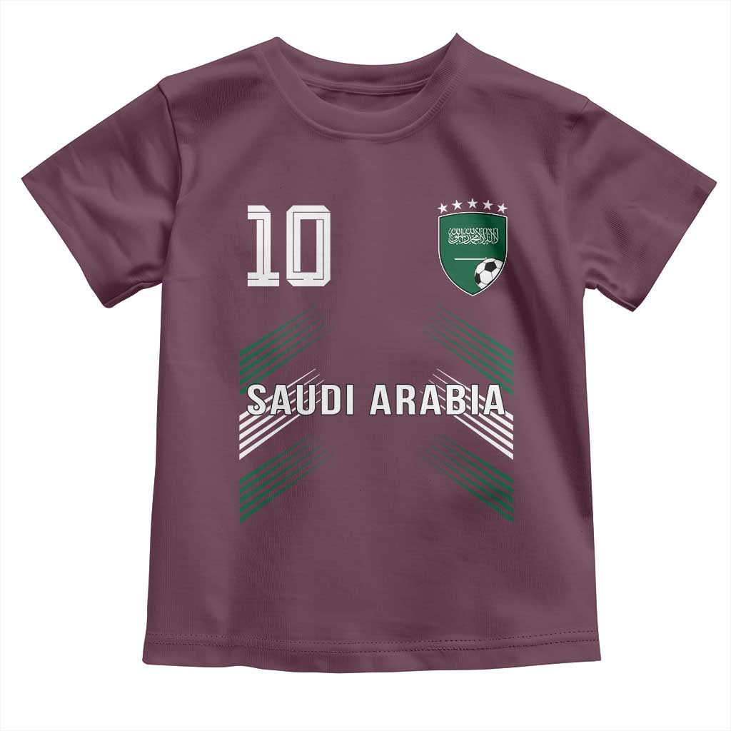Saudi Arabia Soccer Sports Graphic Number 10 Jersey Style Toddler T Shirt Proud Saudi Football Fans Game Day Pride