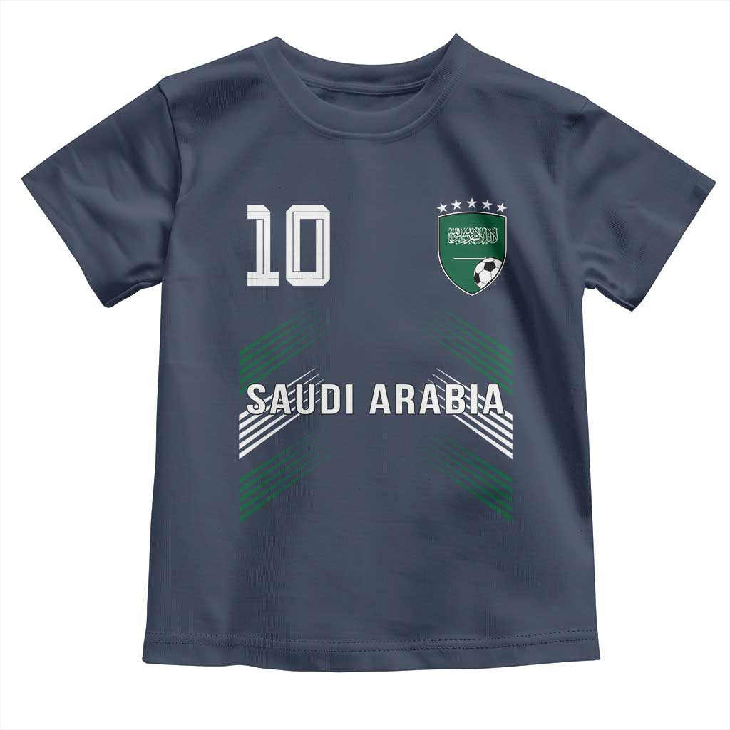 Saudi Arabia Soccer Sports Graphic Number 10 Jersey Style Toddler T Shirt Proud Saudi Football Fans Game Day Pride