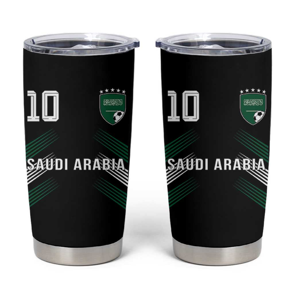 Saudi Arabia Soccer Sports Graphic Number 10 Jersey Style Tumbler Cup Proud Saudi Football Fans Game Day Pride