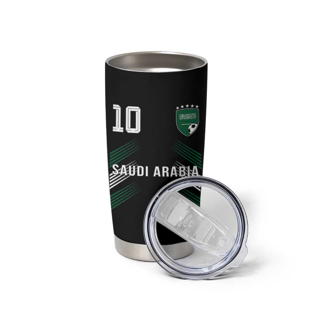 Saudi Arabia Soccer Sports Graphic Number 10 Jersey Style Tumbler Cup Proud Saudi Football Fans Game Day Pride