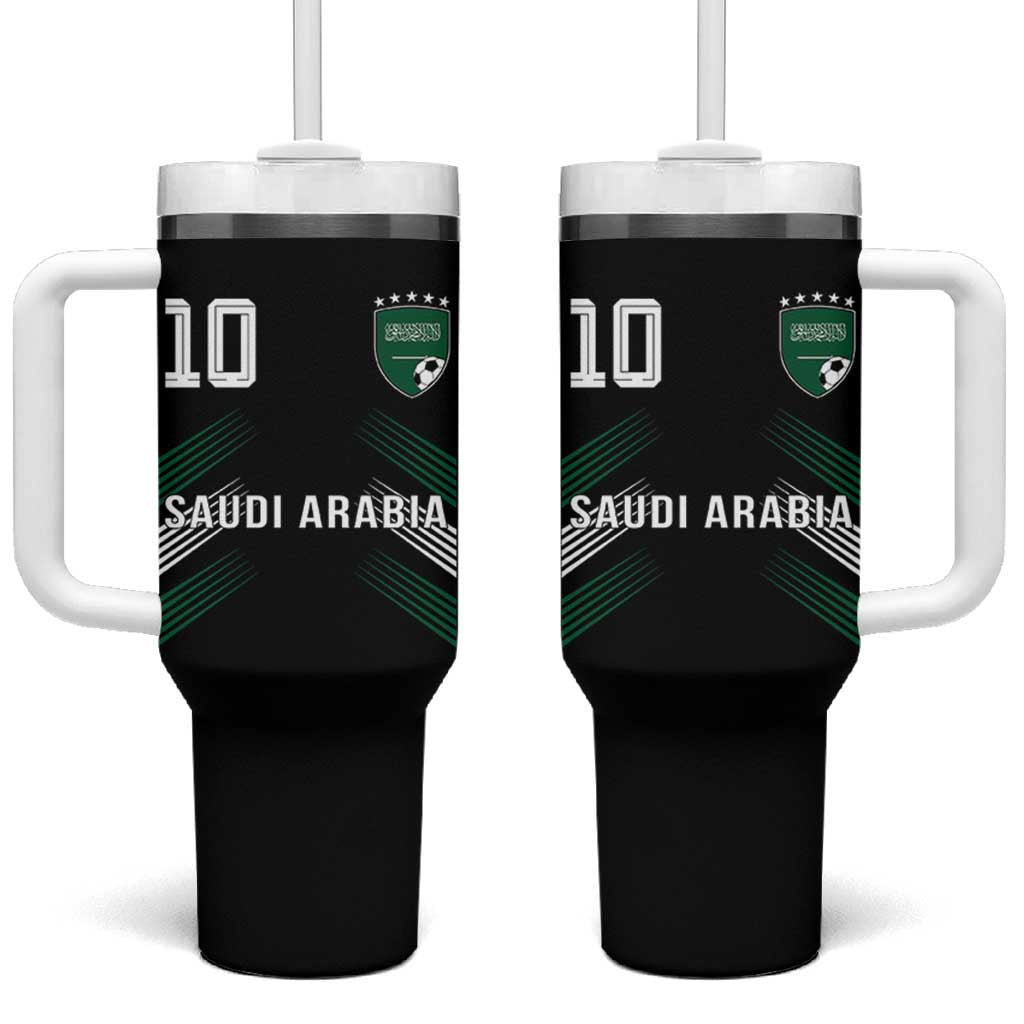 Saudi Arabia Soccer Sports Graphic Number 10 Jersey Style Tumbler With Handle Proud Saudi Football Fans Game Day Pride