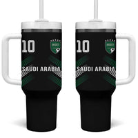 Saudi Arabia Soccer Sports Graphic Number 10 Jersey Style Tumbler With Handle Proud Saudi Football Fans Game Day Pride