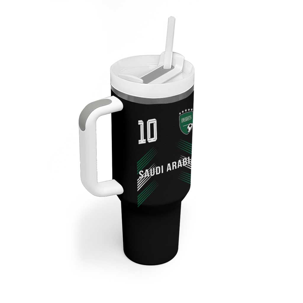 Saudi Arabia Soccer Sports Graphic Number 10 Jersey Style Tumbler With Handle Proud Saudi Football Fans Game Day Pride
